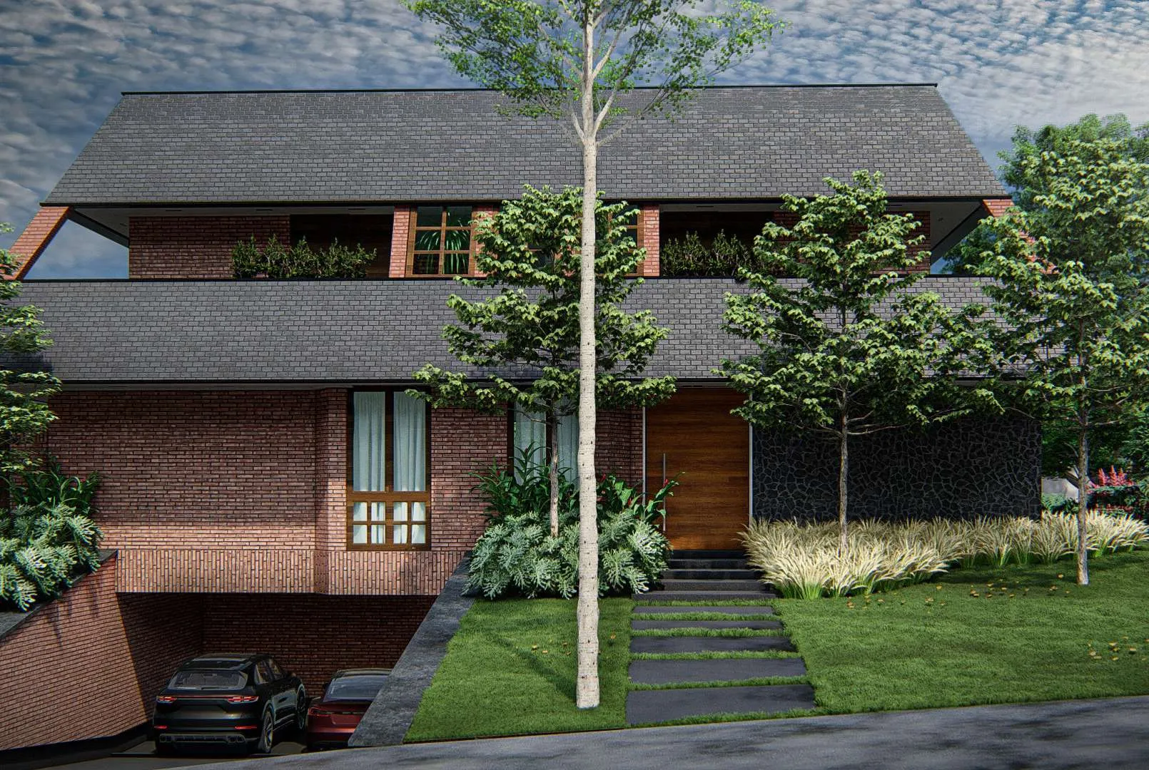 Render 3D de edifício residencial