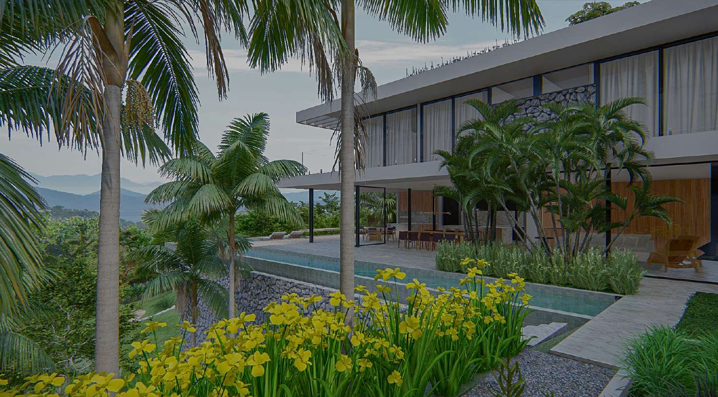 Ambiente com mobiliário renderizado em 3D — GRON 3D